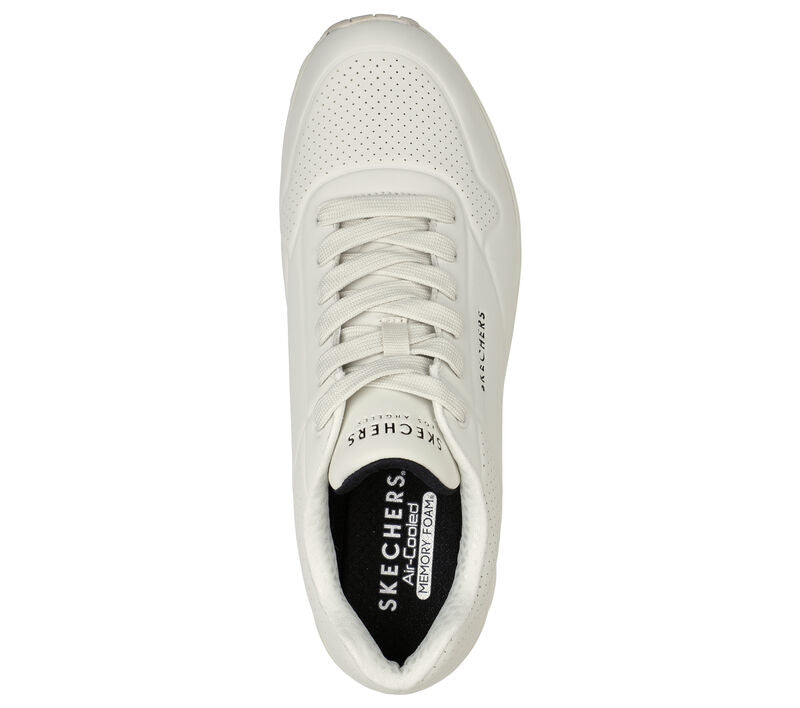 SKECHERS UNO STAND ON AIR scarpa running da uomo beige natural in pelle morbido