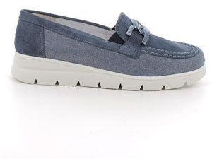 Mocassino ENVAL SOFT scarpa donna MADE IN ITALY in camoscio blu jeans