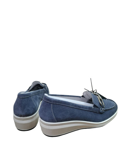 Mocassino ENVAL SOFT scarpa donna linea confort MADE IN ITALY in camoscio blu jeans