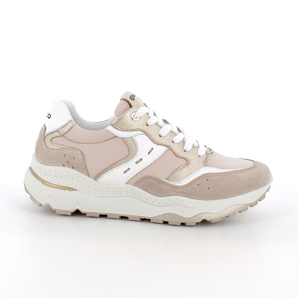 Sneakers IGI&CO scarpa donna MADE IN ITALY in camoscio e rete visone e beige
