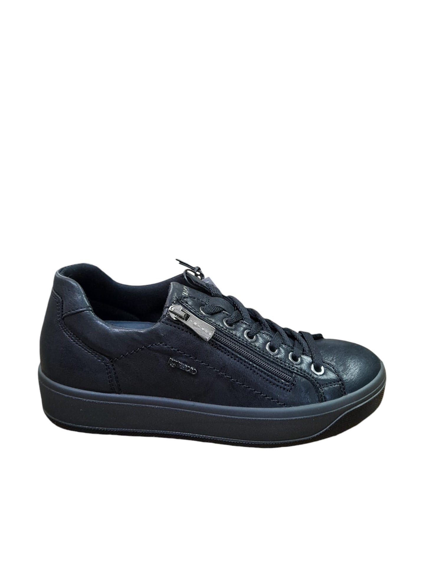 Sneakers IGI&CO scarpa da donna MADE IN ITALY in pelle/capra parker metal nero
