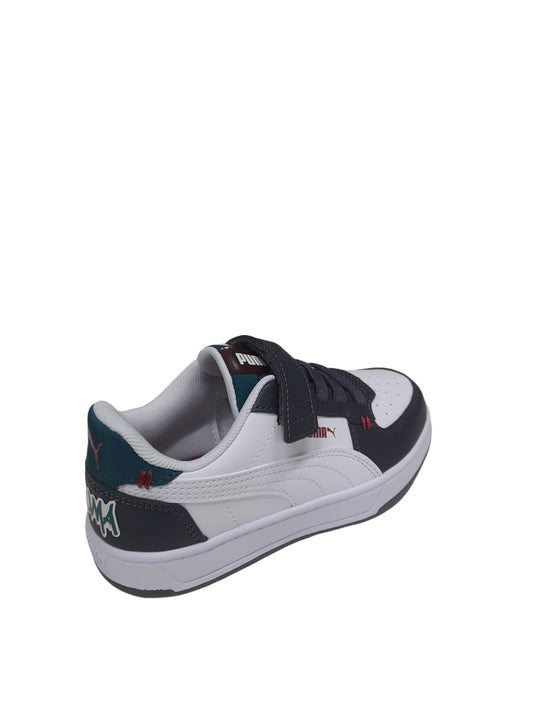 Sneaker PUMA CAVEN 2.0 MID 90s scarpa ginnastica bambino pelle bianco e blu a strappo
