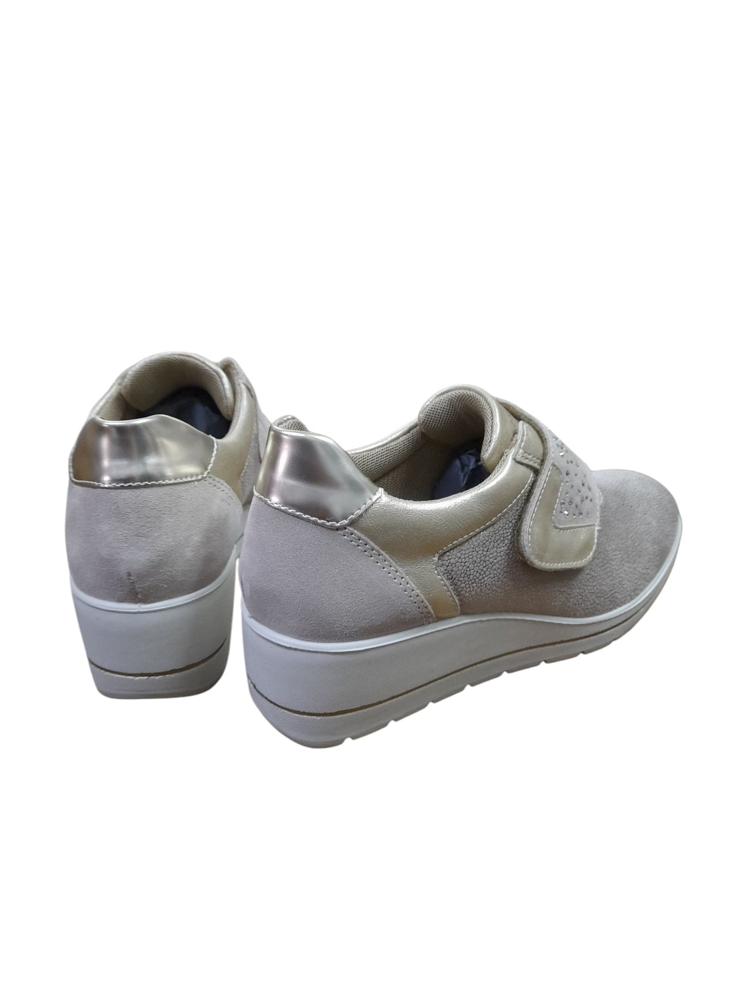 Sneakers ENVAL SOFT scarpa confort MADE IN ITALY da donna in tessuto Flyknit beige