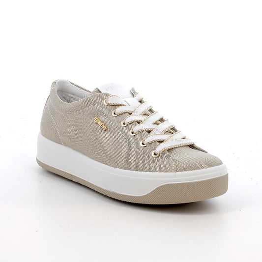 Sneakers IGI&CO scarpa donna MADE IN ITALY in tessuto laminato beige
