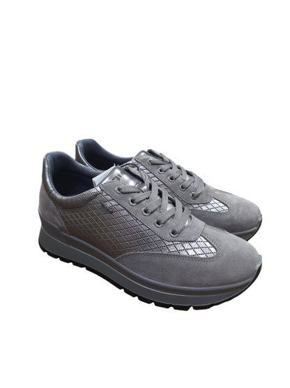Sneakers IGI&CO scarpa sportiva donna MADE IN ITALY scamosciato e pelle/fiore grigio
