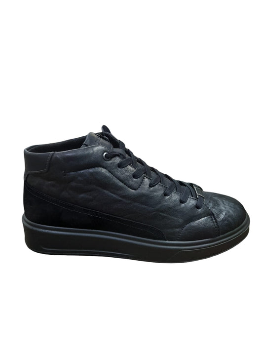 Sneaker IGI&CO scarpa uomo MADE IN ITALY pelle/capra stropicciato nero colletto alto