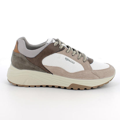 Sneakers IGI&CO scarpa sportiva uomo MADE IN ITALY in camoscio beige e pelle bianco