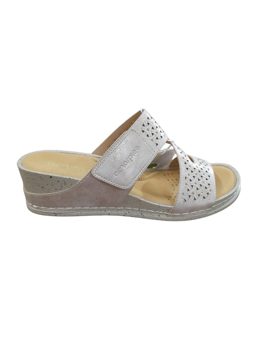 Scalzato AMARPIES scarpa/sandalo donna in pelle laminato platino golden