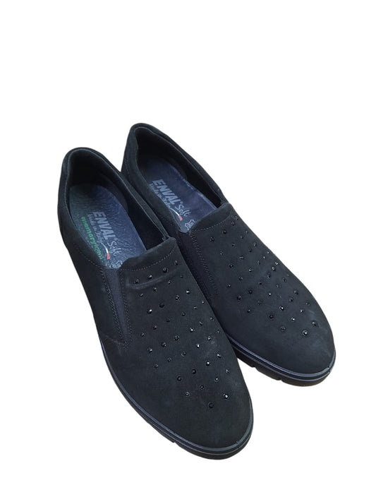Mocassino ENVAL SOFT scarpa linea confort MADE IN ITALY in scamosciato super nero