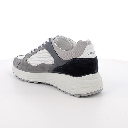 Sneakers IGI&CO scarpa sportiva uomo MADE IN ITALY in camoscio grigio e pelle bianco