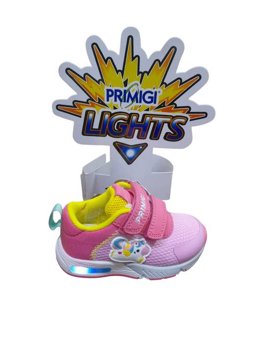 Scarpa PRIMIGI SPORT LIGHTS ginnastica bambina primi passi luci led pelle/rete rosa