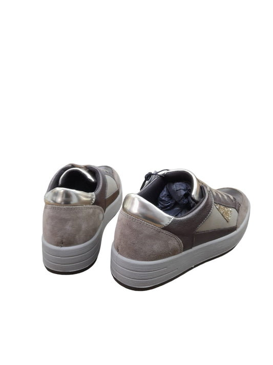 Sneakers IGI&CO scarpa donna MADE IN ITALY pelle/fiore bottolato e camoscio bronzo