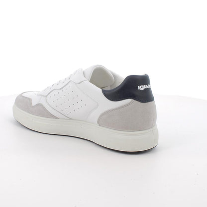 Sneakers IGI&CO scarpa sportiva uomo MADE IN ITALY in pelle fiore bottolato bianco