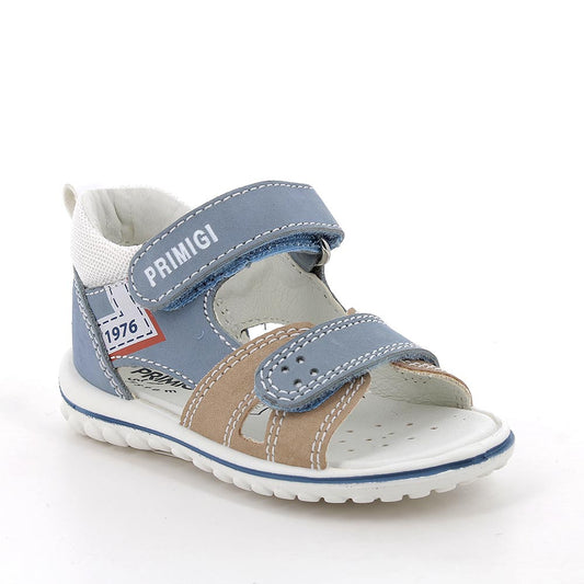 Sandalo PRIMIGI scarpa da bambino PRIMI PASSI in nabuk avion e moro