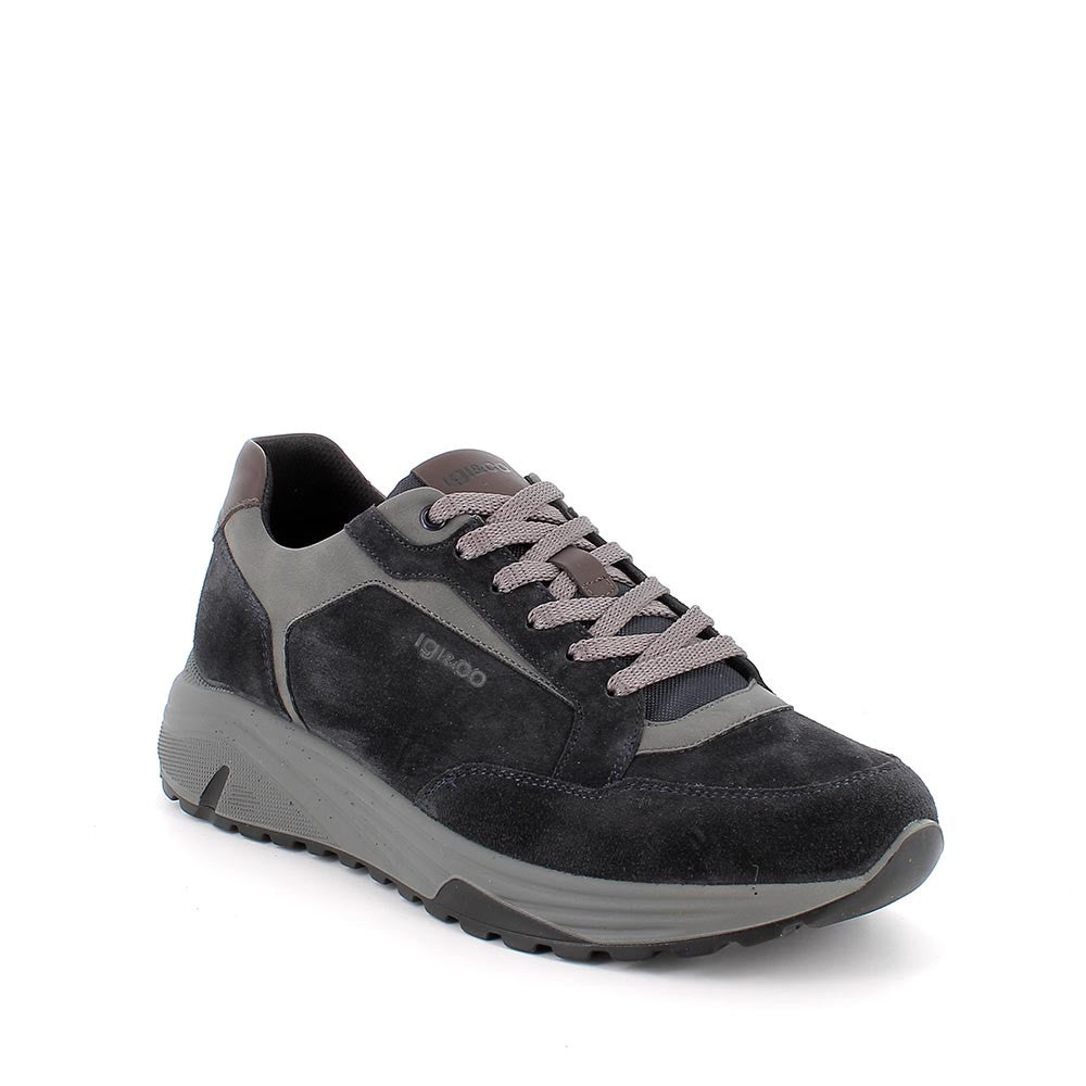 Sneakers IGI&CO scarpa sportiva uomo MADE IN ITALY in camoscio special blu
