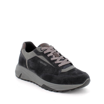 Sneakers IGI&CO scarpa sportiva uomo MADE IN ITALY in camoscio special blu