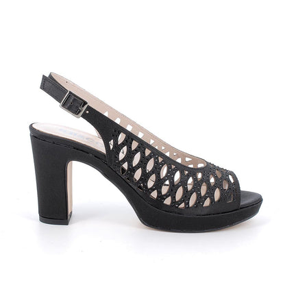 Sandalo donna elegante IGI&CO scarpa MADE IN ITALY tessuto raso nero