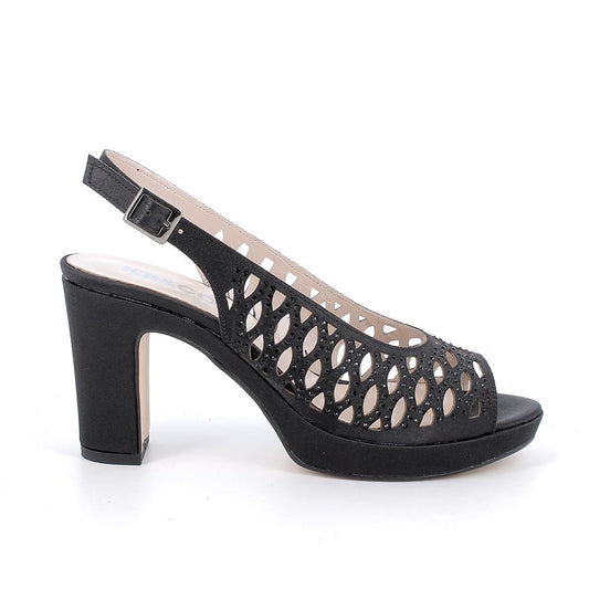 Sandalo donna elegante IGI&CO scarpa MADE IN ITALY tessuto raso nero