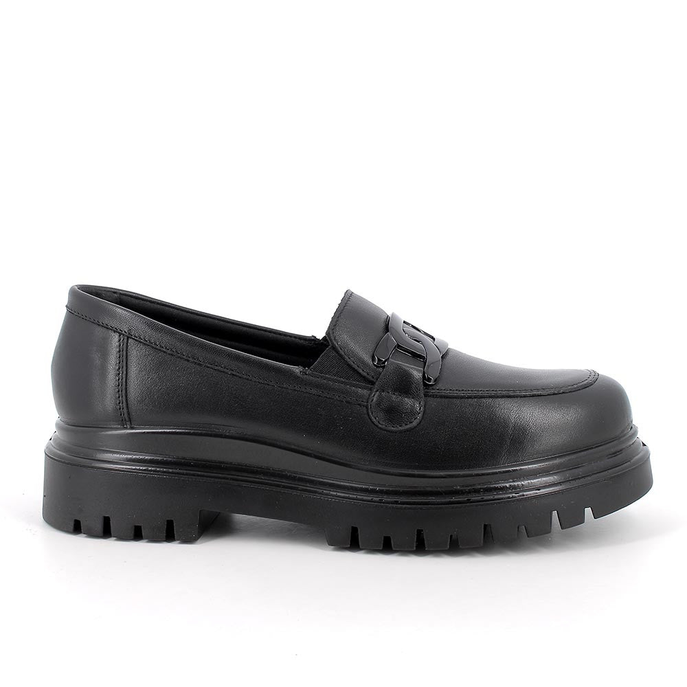 Mocassino IGI&CO scarpa donna casual MADE IN ITALY in pelle/nappa soft nero