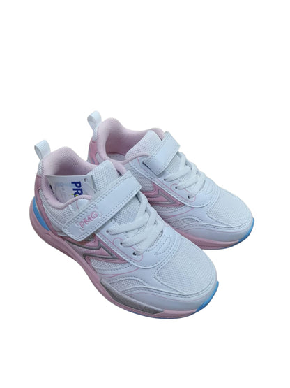 Sneaker PRIMIGI SPORT scarpa ginnastica da bambina in pelle e rete bianca e rosa