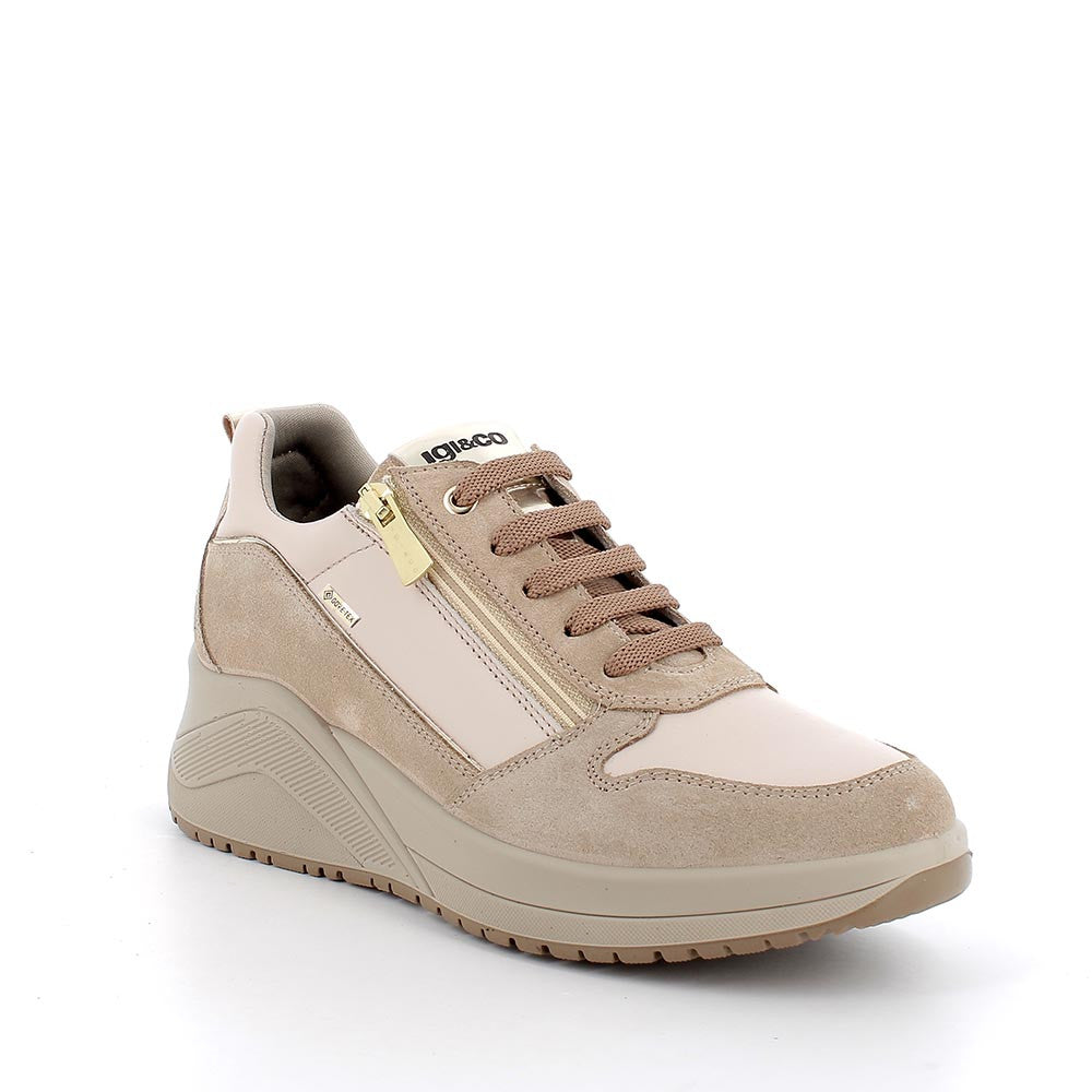 Sneakers IGI&CO scarpa sportiva donna MADE IN ITALY camoscio e pelle/nappa biscotto