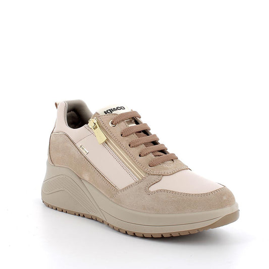 Sneakers IGI&CO scarpa sportiva donna MADE IN ITALY camoscio e pelle/nappa biscotto