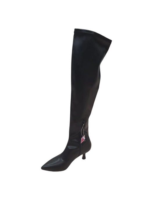 Stivale lungo PHARD linea fashion casual scarpa donna a tacco in pelle nero