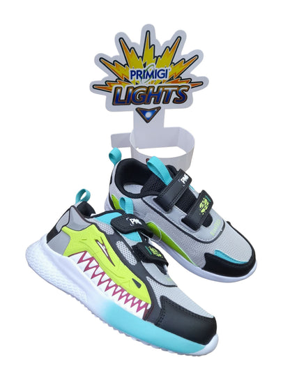 Sneakers PRIMIGI SPORT LIGHTS scarpa ginnastica da bambino in tessuto grigio e e nero