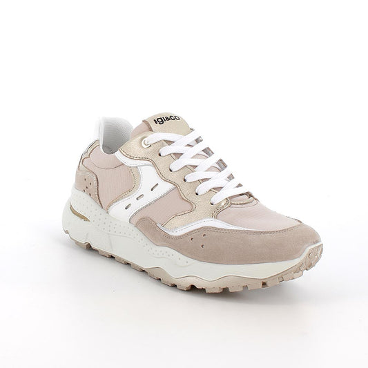 Sneakers IGI&CO scarpa donna MADE IN ITALY in camoscio e rete visone e beige