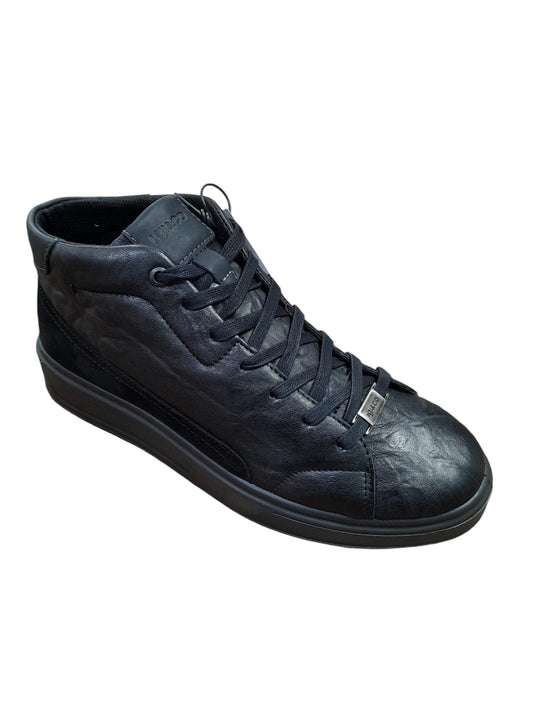 Sneaker IGI&CO scarpa uomo MADE IN ITALY pelle/capra stropicciato nero colletto alto