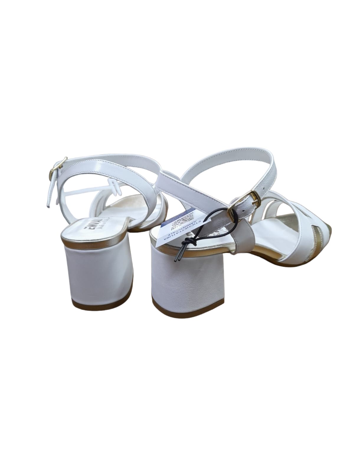 Sandalo ENVAL SOFT donna linea confort MADE IN ITALY in pelle di nappa bianca e oro